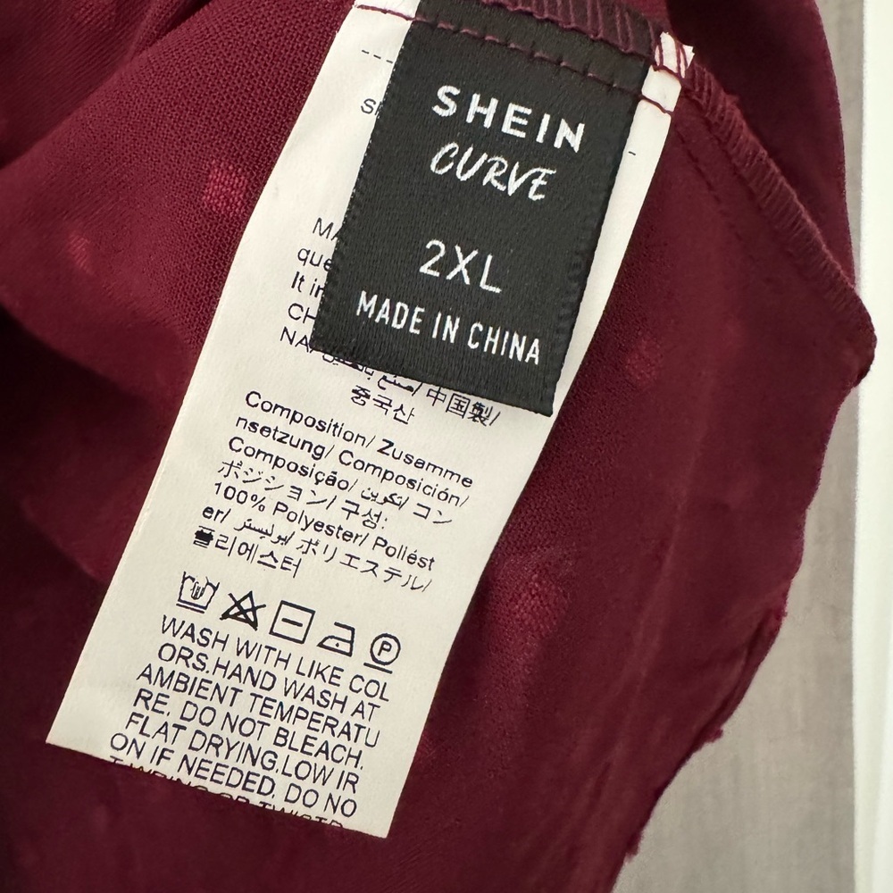 New SHEIN Burgundy Ruffle Blouse - Picture 4 of 4
